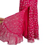 Rococo Sand Metallic Stars Print Ruffle Maxi Skirt Hot Pink Size L Photo 1