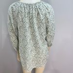 carole little linen blend sage green and white print top size small Photo 1