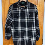 Ralph Lauren Lauren  Wool Plaid Shirt Jacket L Black Gray Shacket 100% Wool Photo 0