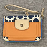 Spartina 449 Spartina Phone Wristlet Wallet Navy Orange Leather Linen Coastal Grandma Photo 0