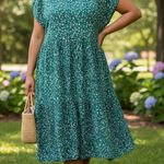EMERY ROSE Elegant Teal Floral Midi Summer Dress size 4XL Green Photo 0