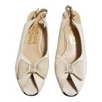Salvatore Ferragamo Vintage Peep Toe Bow Sling Back Heels Size 9.5 Photo 2