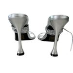 Camila Coelho  Jolie Metallic Silver Ankle Wrap Sandal Heels Photo 7