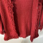 Chico's Size 1/Large Red Wool Blend Fringe Cardigan Sweater Textured Holiday Photo 4