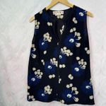MARNI Silk Crepe Sleeveless Floral V Neck Blue Blouse Size 6 EU 42 Photo 2
