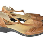Softspots Tan Leather Peep Toe Slingback Wedge Sandals Women’s 11W Comfort Brown Size 11 Photo 0