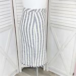 Banana Republic  Striped Tweed Midi Skirt Fringe Trim Pencil Blue White Size 10 Photo 3