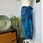 Venezia Scarf Sarong‎ Coverup in Blue Green Sea Themed Print Lightweight 62x43 Size undefined Photo 5