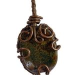 Wire Wrapped Copper Stone Pendant Necklace Charm Boho Jewelry Handmade u Brown Photo 0