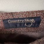 Vintage Midi Skirt Sz 14 Tweed Brown Button Front 70s 80s Academia Country Style Photo 3