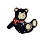 Cute Enamel Pin: Black Teddy Bear with Red Bow and Golden Highlights Photo 0
