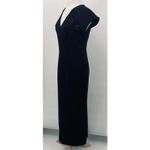 Vintage 90s Beaded Bodice Maxi Dress Knit Fitted Column Gown Empire Waist Black Size 8 Photo 2