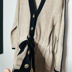 WHITE + WARREN Almond Black Merino Wool Button Belted Oversized Cardigan Size M Gray Size M Photo 9