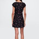 Gap Cherry Dress linen cherry print square neck mini womens Black (medium) girly Photo 3