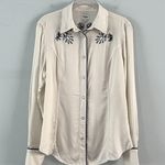 Wrangler  Piped Western Shirt Vintage White Snap Front Embroidered Long Sleeve Photo 3
