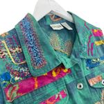 Chico's  Embroidered Tie-Dye Denim Vest Size 1 / S Boho Patchwork Artsy Eclectic Photo 3