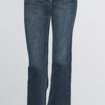 ZARA Women’s Cropped Straight Leg Jeans Raw Hem Dark Wash Size 6 Photo 0