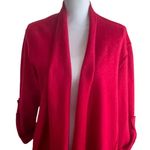 Eileen Fisher Women Cardigan Wrap M Red Long Line Merino Wool Classic Office Photo 13