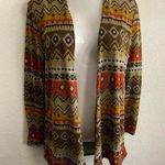 💥Multicolor Multi Print Long Sleeve Cardigan M Brown Size M Photo 0