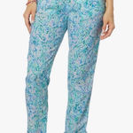 Lilly Pulitzer Taron Pull On 100% Linen Pants Surf Blue Soleil It On Me Size XL Photo 0