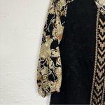 Miss Me  Y2K Black Tan Blouse Womens S Paisley Beaded 3/4 Sleeve Lightweight Photo 1