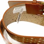 Steve Madden Steve‎ Madden Small Brown Cognac Studded Faux Leather Belt Photo 2