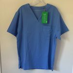 NWT Mandala Pocket Scrub Top Ceil Blue Medium Photo 0