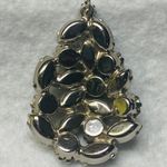 Rhinestone Vintage Pendant Shade of Blue and Clear Stones Rounded Teardrop Shape Photo 9