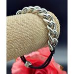 Henri Brendel Silver Tone Cable Chain Bracelet Black Elastic Back One Size Photo 6