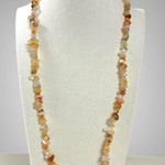 Free People Single Strand Crystal Beaded Necklace Tan Brown Neutral Bohemian NWT Photo 0