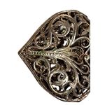 Antique Sterling Silver MOM Puffy Filigree Heart Women’s Designer Pendent Silver Photo 6