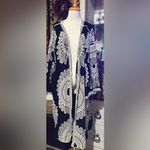Pinky Womens 1X Black Embroidered Open Front Kimono Lagenlook Boho Duster Photo 1