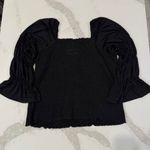 Grace + Karma NWT Smocked Long Bell Sleeve Eyelet Blouse Women's 2X Square Neck Black Photo 5