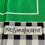 Yves Saint Laurent Vibrant Green and Checkered Silk Mini Scarf Photo 1