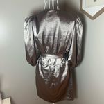 Reformation  Terezia Silver Mini Wrap Dress Size L Festive Holiday Cocktail Hoco Photo 6