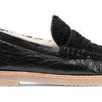 Stuart Weitzman  Bromley shearling Loafer 6 Black Women's 6‎ Leather Photo 0