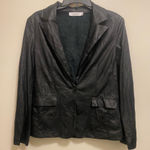 Just Fab Womens Black Faux Leather Jacket S Small 34” One Button Closure Photo 0