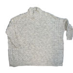 Mer Sea cable knit One Size drop shoulder mock neck sweater, cream color, EUC Photo 5