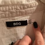 BDG Cropped Linen Cream And White Collared Top Photo 2