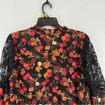 Guess  Women’s Evonne Floral Crochet Panel Top Blouses Small Black Photo 9