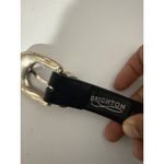 Brighton  BLACK LEATHER BELT WITH SILVER‎ COWGIRL COWBOY HEART CONCHO  SIZE M 35" Photo 6