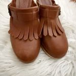 Madewell | Classic Kiltie Fringe Clogs Chesnut Brown Leather Wood Heels | Size 9 Photo 2