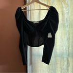 ASTR The Label Betty Puff Long Sleeve Corset Sweetheart Neck Top Black NWT Sz L Photo 2