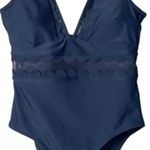 Cupshe  Swimsuit Womens Size M One Piece Blue Molded Cups Ruffles Shoulde NWT Photo 3