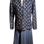 Vtg 1980s Patra Black Diamond Velvet Single Button Blazer Chiffon Skirt Set 12 Photo 1