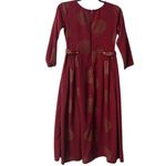 Sassafras Autumn Midi Dress XS Burgundy Gold Tree Print Fall Modest Boho Cottagecore Artsy Photo 2