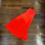 Sincerely Jules Bright Orange Halter Flowy Slinky midi dress Photo 2