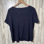 Eileen Fisher  Navy Blue Short Sleeve Knit Top Linen Blend Womens Small Photo 3