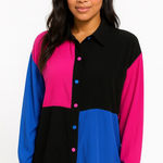 Vtg 80s color block oversized shirt Size L Photo 0