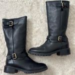 Fendi Rabbit Fur Lined Motorcycle Boot Moto Black Leather Gold Hardware Photo 0